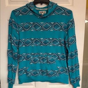 RANK 45 Blue Crewneck Sweater Geometric Aztec Pattern Rank 45